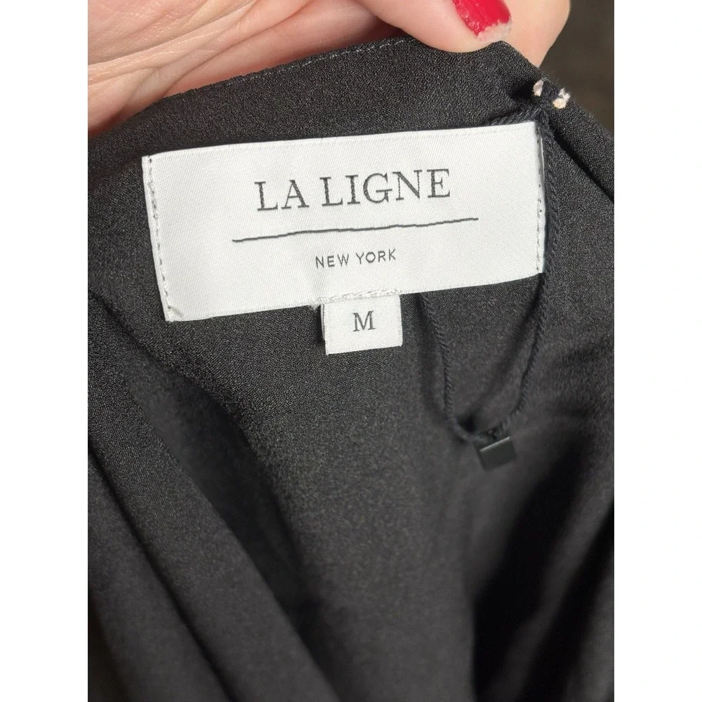 La Ligne Penelope Black Pleated Sleeveless Flowy Blouse - Picture 4 of 5